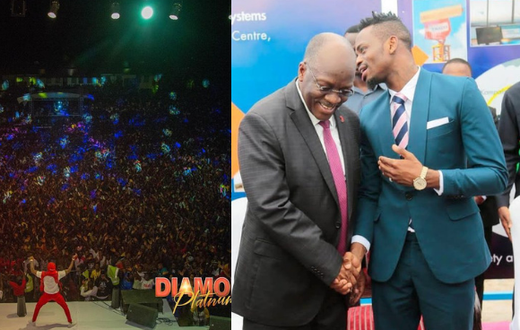 President John Magufuli calls Diamond  Platnumz in the middle of his show in Kigoma, lauds his form his hardworking spirit  (Video)
