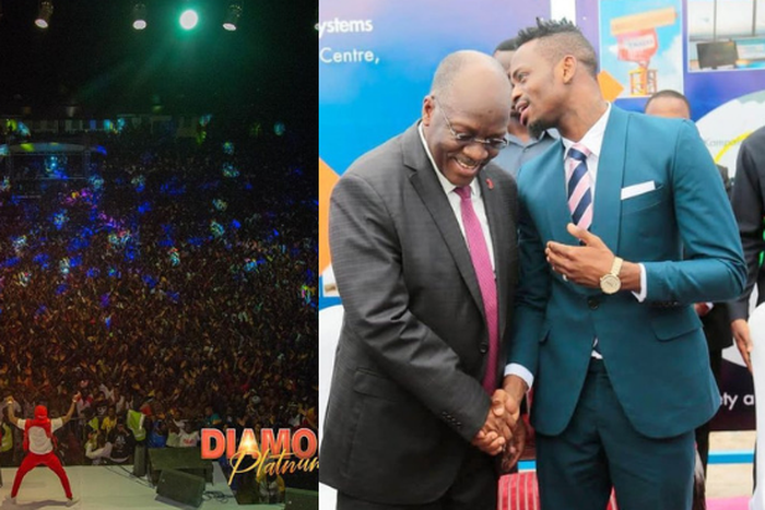 President John Magufuli calls Diamond  Platnumz in the middle of his show in Kigoma, lauds his form his hardworking spirit  (Video)