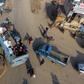 Syrian families flee the village of Hazano, about 20 kilometres northwest of the city of Idlib, towards the Turkish border on Sunday, after the regime stepped up advances against jihadists