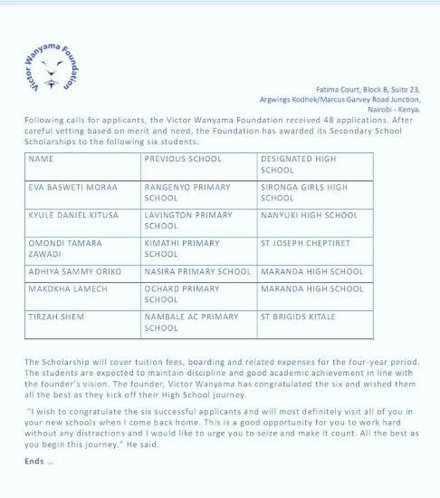 Victor Wanyama comes to the rescue of the needy, unveils beneficiaries of his scholarship program [Video]