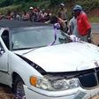 Accident almost ruins wedding as limo carrying bride crashes [Video]