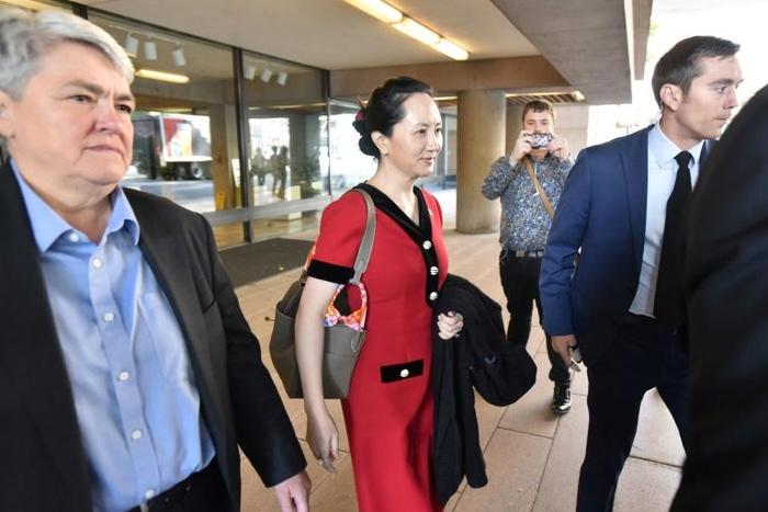 Huawei's Meng Wanzhou leaves the British Columbia Supreme Court in Vancouver in October 2019