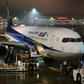 An ANA plane chartered by the Japanese government has gone to Wuhan to evacuate Japanese nationals from the epicentre of the China coronavirus outbreak -- here, the plane is seen before leaving Tokyo
