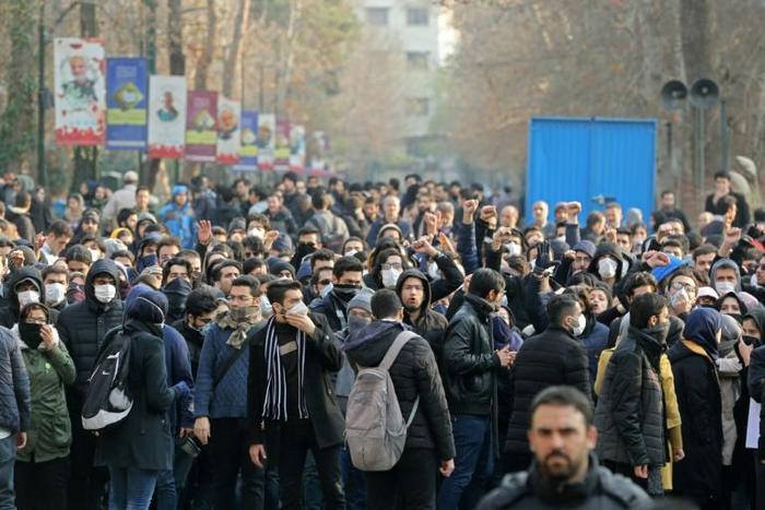 Iranian students demonstrate in Tehran over the downing of a Ukrainian airliner
