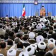 Iran's supreme leader Ayatollah Ali Khamenei addresses members of the Basij, a militia loyal to the Islamic republic's establishment