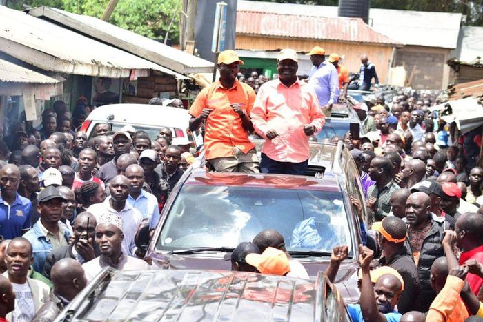 Raila Odinga and Imran Okoth enroute to The Kibra Confirmation Rally