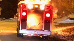 Several narrowly escape death after ambulance bursts into flames