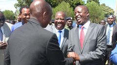 File image of Julius Melly welcoming DP Ruto at an event at Kapsabet Boys High School.