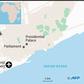 Map of Somalia's capital Mogadishu locating the parliament, near where a large explosion occurred Wednesday.