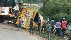 Accident involving trucks and 8 vehicles at the old church along Mai Mahiu