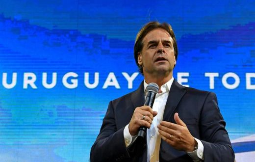 Luis Lacalle Pou addresses supporters on November 24, 2019 in Montevideo