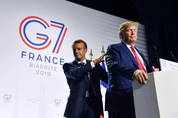 US President Donald Trump and French President Emmanuel Macron discussed the French tax on technology giants at a G7 Summit in August