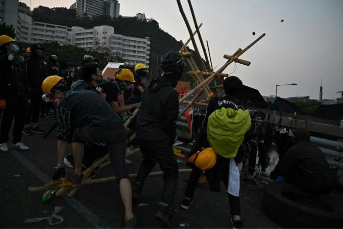 Protesters have created some huge weapons