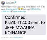 Jeff Koinange wins thousands after winning Rugby World Cup finals bet