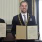 Mayor of Prague Zdenek Hrib (right) and his Taipei counterpart Ko Wen-je after they signed a twinning agreement in the Czech capital