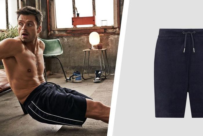 Get Sebastian Stan’s Sporty Velvet Shorts