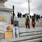 Women's groups demonstrated in Athens at the weekend to push for gender equality and an end to violence against women