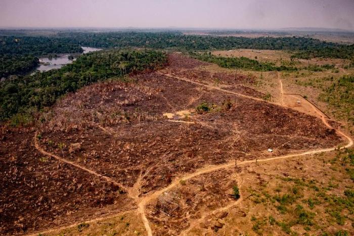 A handout picture released by the Communication Department of the State of Mato Grosso shows deforestation in the Amazon basin in the municipality of Colniza, Mato Grosso state, Brazil, on August 29, 2019