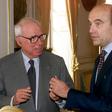 Felix Rohatyn (L), then the US ambassador to France, is seen meeting then-mayor of Bordeaux, Alain Juppe, on March 13, 2000