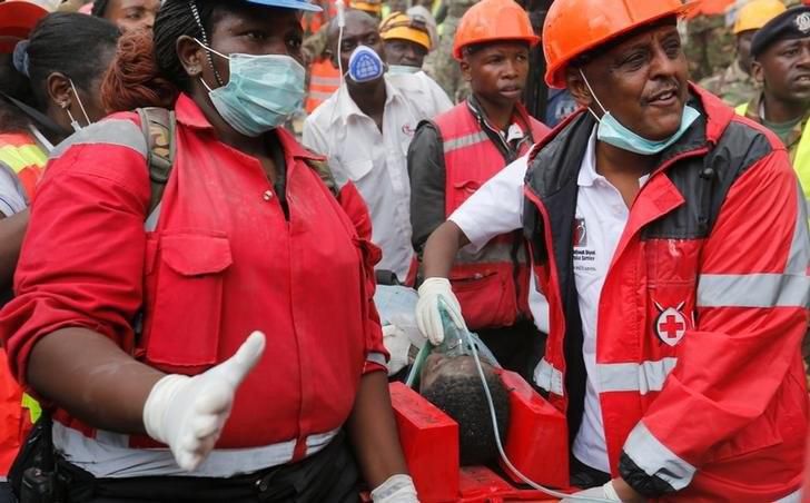 Kenya Red Cross rescuers during a past operation. Family of 3 crushed to death after house collapsed in Mwasere village in Mwatate, Taita Taveta County