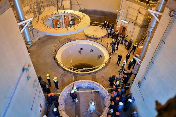 A handout picture provided by Iran's Atomic Energy Organization in December 2019 shows the nuclear water reactor of Arak, south of capital Tehran