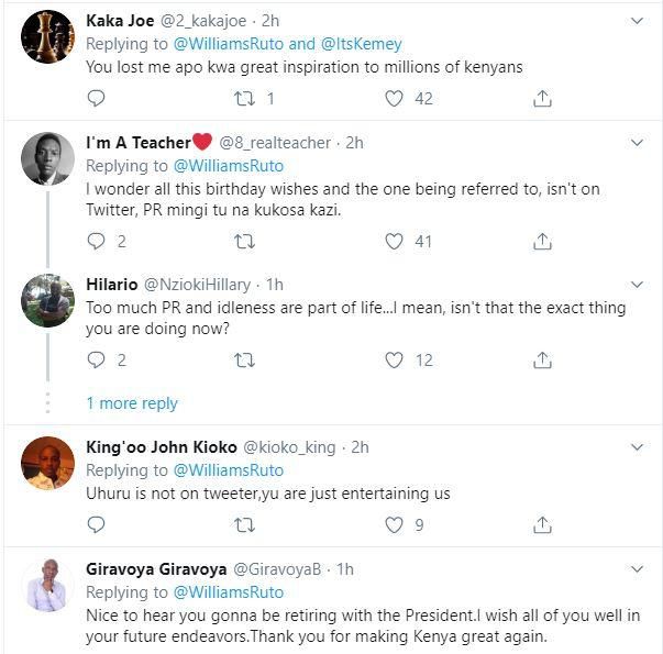 Kenyans bash DP Ruto over his birthday message to Uhuru