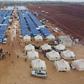Satellite imagery analysed by the Harvard Humanitarian Initiative shows agricultural fields filling up with camps for the displaced in Syria's northwestern Idlib province where regime forces have been pressing an offensive since December