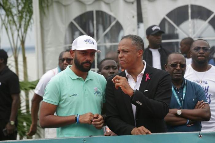 Noureddin Bongo Valentin (L), the eldest son of Gabonese President Ali Bongo Ondimb, was appointed coordinator of presidential affairs, raising opposition criticism of turning the country into a monarchy