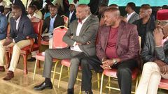 DP William Ruto in uncontrollable laughter after Moses Kuria claimed President Uhuru Kenyatta has been bewitched by Raila