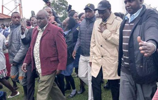 Deputy President William Ruto with Senator Kipchumba Murkomen and Pokot South MP David Pkosing in Kapenguria