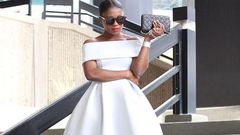 Off-shoulder white high-low(AliExpress)