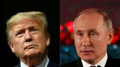 US President Donald Trump (left) has voiced anger at the latest allegations that Russian President Vladimir Putin is supporting his election