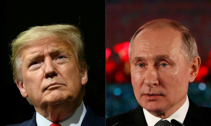US President Donald Trump (left) has voiced anger at the latest allegations that Russian President Vladimir Putin is supporting his election