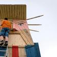 The statue designed by artist Tomaz Schlegl was put up last summer