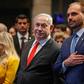 Israel's Prime Minister Benjamin Netanyahu (centre) with his wife Sara and Brazilian lawmaker Eduardo Bolsonaro at the opening of Brazil's trade office in Jerusalem on Sunday