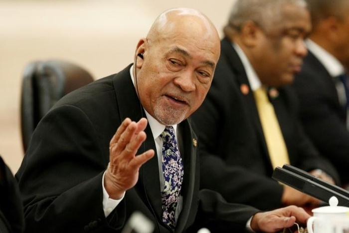 President Desi Bouterse, pictured in Beijing on November 27, 2019, has dominated Suriname's politics since first taking power in a 1980 military coup