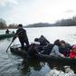 Migrants near Edirne in northwestern Turkey try to reach Greece by crossing the Maritsa river, on March 1, 2020. Thousands more reached the Turkish border with Greece after Turkey's President threatened to let them cross into Europe