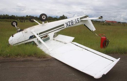 Light aircraft crash lands at the Nyaribo Airtstrip in Mweiga, Nyeri