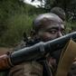 A Central African Republic soldier trains with an anti-tank weapon in August 2019