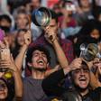 People bang pans and pots at a concert in support of the strike against President Ivan Duque's government in Medellin, Colombia on December 1, 2019