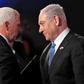 US Vice President Mike Pence (L) greets Israeli Prime Minister Benjamin Netanyahu during the Fifth World Holocaust Forum in Jerusalem on January 23, 2020; Pence invited Netanyahu and his main election rival to Washington next week