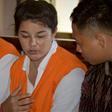 Thais Sanicha Maneetes and Kasarin Khamkhao with an interpreter during their sentencing in Bali