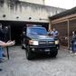A vehicle used by Venezuela's military counterintelligence agency, the DGCIM, outside the home of opposition leader Juan Guaido's uncle during a search on Thursday