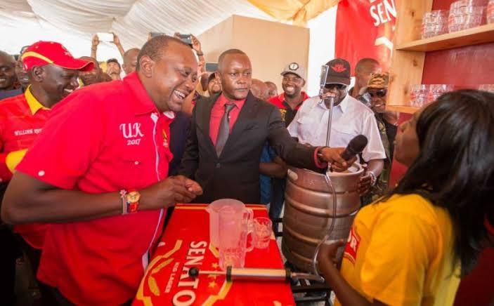 President Uhuru Kenyatta during groundbreaking of EABL brewery in Kisumu. EABL Senator beer was developed by new Safaricom CEO Peter Ndegwa