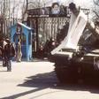 A tank outside Niavaran palace in 1979 with a picture of the late Ayatollah Ruhollah Khomeini on the front during the Islamic Revolution which saw the ouster of the shah's last government