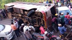 The scene where a Kensilver bus rammed into two salon cars, leaving at least 10 people injured along the Meru -Nairobi highway on January 3, 2020