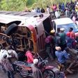The scene where a Kensilver bus rammed into two salon cars, leaving at least 10 people injured along the Meru -Nairobi highway on January 3, 2020