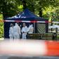 The suspect was riding a bicycle and was seen by witnesses afterwards throwing the bike and a stone-laden bag with a gun into a river