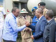 President Uhuru Kenyatta arrives at Githioro in Nyandarua County to launch the construction of the Naivasha to Njabini Road