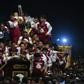 The protectors serve as human armour during the procession through Manila of the historic statue of Jesus Christ